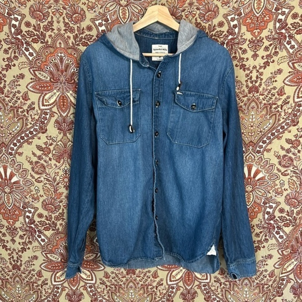 SPLENDID L men’s Splendid Mills soft washed faded look denim hoodie